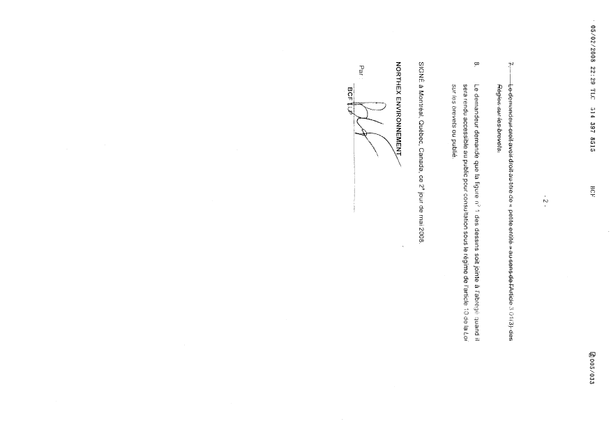Canadian Patent Document 2630894. Assignment 20080502. Image 6 of 7
