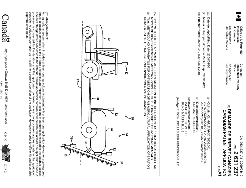 Document de brevet canadien 2631237. Page couverture 20090408. Image 1 de 1