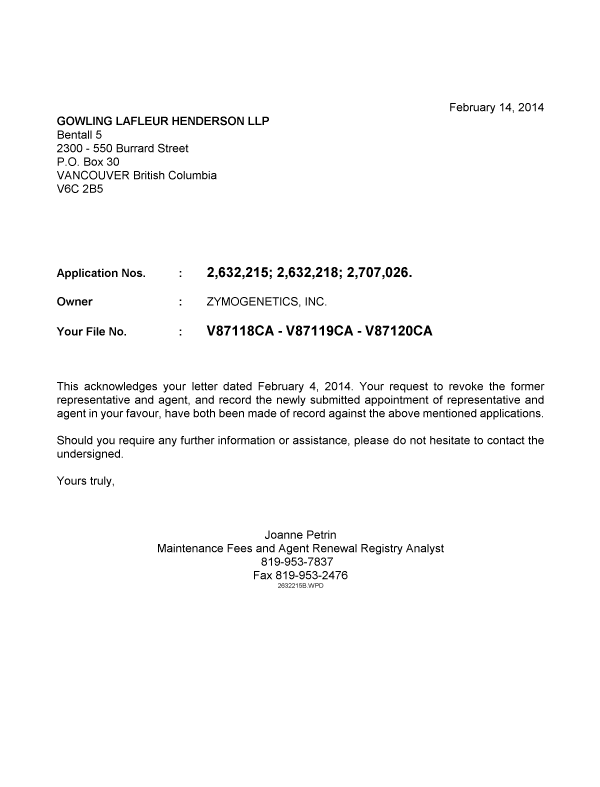 Canadian Patent Document 2632215. Correspondence 20140214. Image 1 of 1