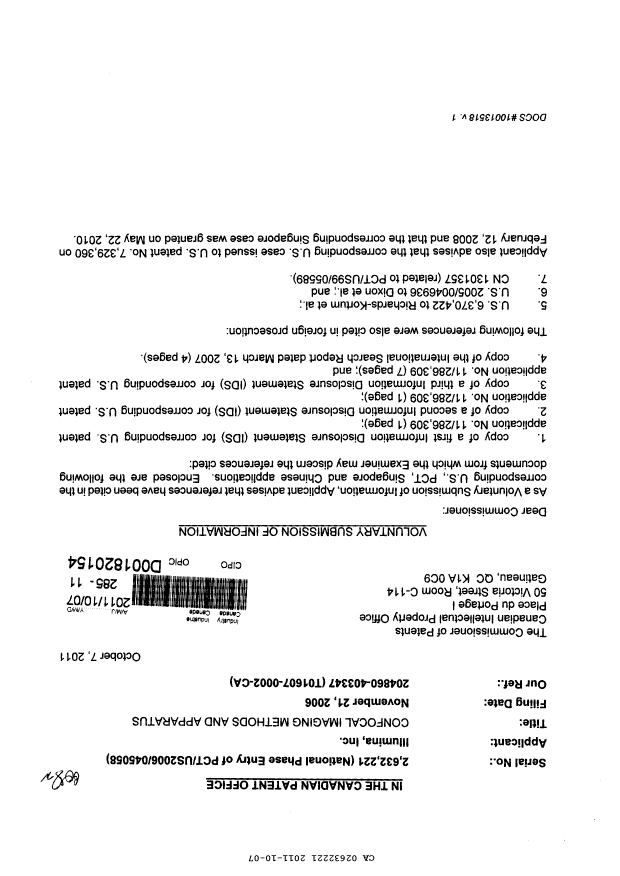 Canadian Patent Document 2632221. Prosecution-Amendment 20111007. Image 1 of 2