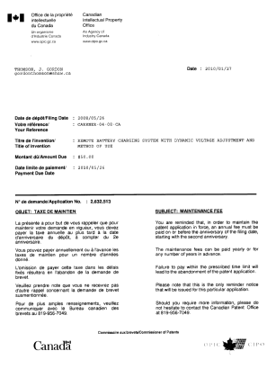 Document de brevet canadien 2632513. Correspondance 20091227. Image 1 de 1