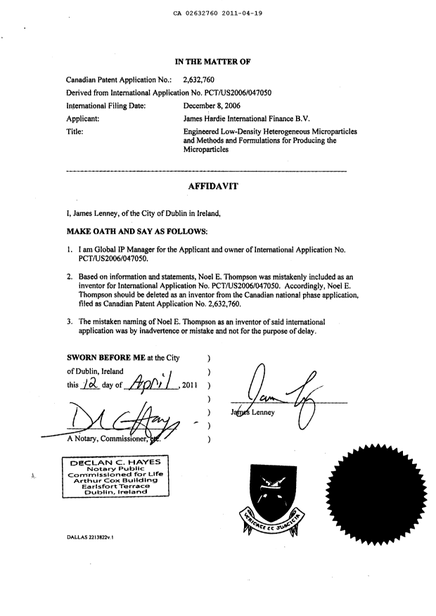 Canadian Patent Document 2632760. Correspondence 20110419. Image 6 of 7