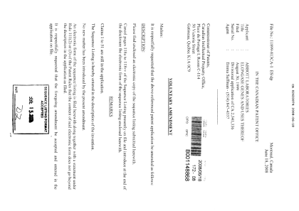 Canadian Patent Document 2633074. Prosecution-Amendment 20080618. Image 1 of 3