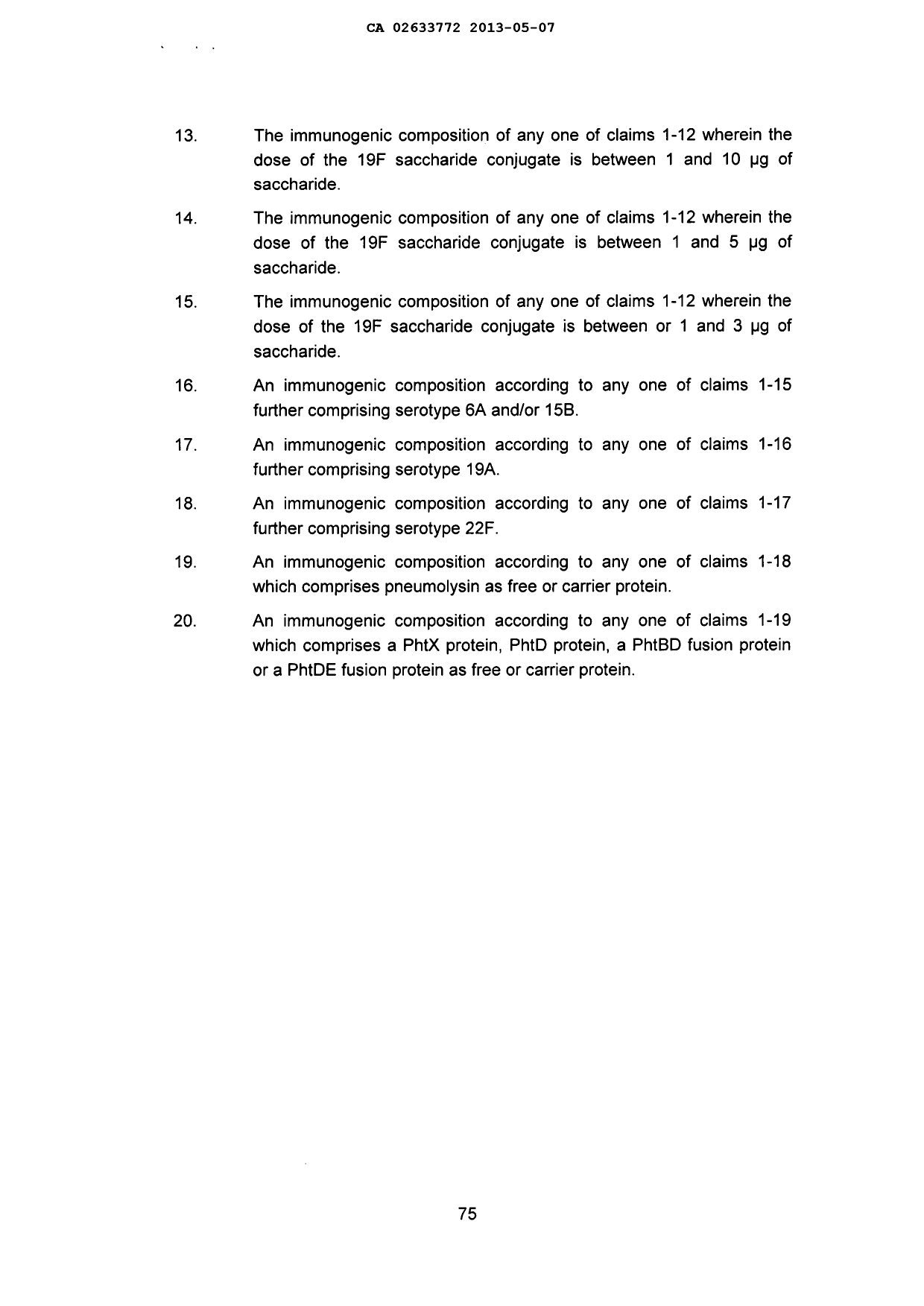 Document de brevet canadien 2633772. Revendications 20121207. Image 2 de 2