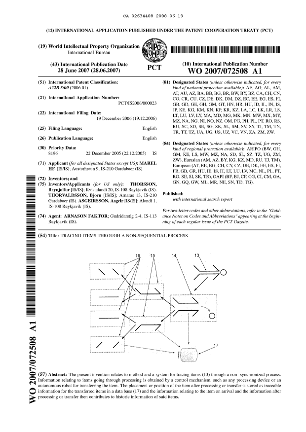 Canadian Patent Document 2634408. Abstract 20080619. Image 1 of 1