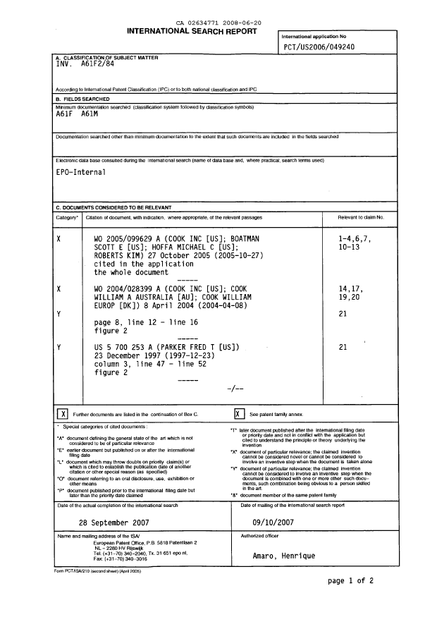 Document de brevet canadien 2634771. PCT 20080620. Image 1 de 5