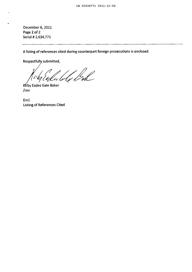 Document de brevet canadien 2634771. Poursuite-Amendment 20111206. Image 2 de 2