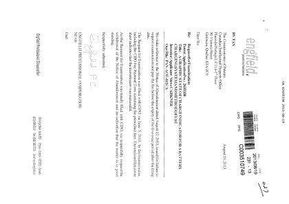 Document de brevet canadien 2635338. Poursuite-Amendment 20121219. Image 1 de 1