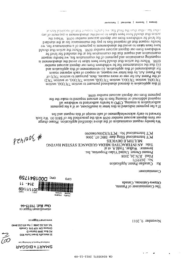 Canadian Patent Document 2635571. Prosecution-Amendment 20101209. Image 1 of 2