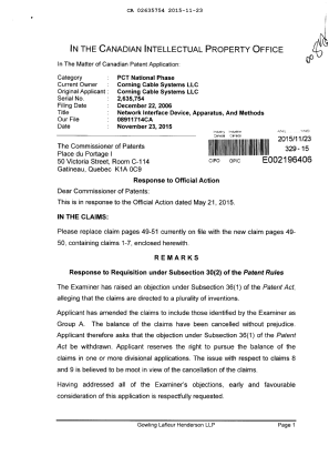 Canadian Patent Document 2635754. Prosecution-Amendment 20141223. Image 1 of 4