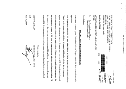 Document de brevet canadien 2637208. Poursuite-Amendment 20090427. Image 1 de 1