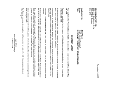 Document de brevet canadien 2637343. Correspondance 20071204. Image 1 de 2
