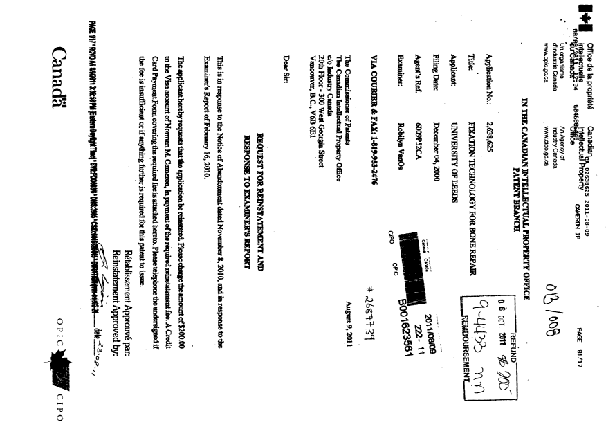 Canadian Patent Document 2638625. Prosecution-Amendment 20101206. Image 3 of 19
