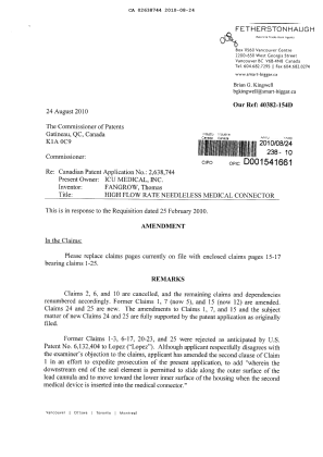 Canadian Patent Document 2638744. Prosecution-Amendment 20100824. Image 1 of 6