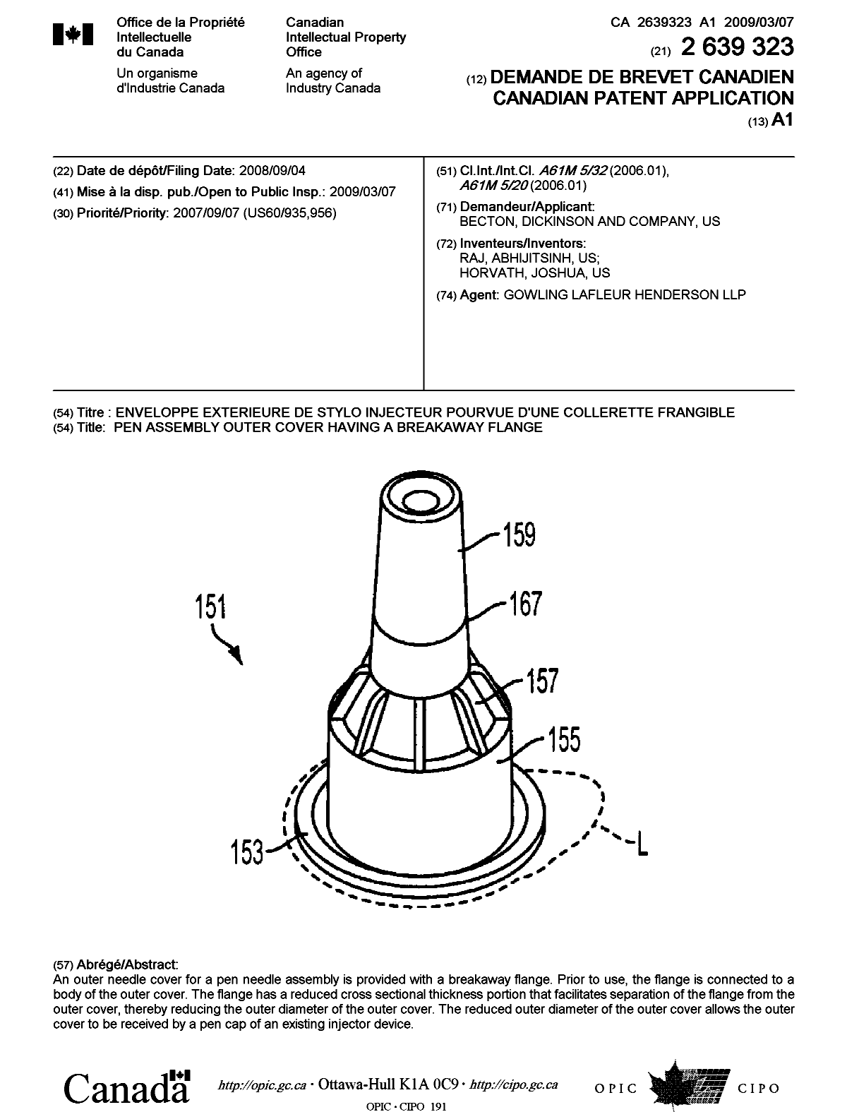 Document de brevet canadien 2639323. Page couverture 20090212. Image 1 de 1