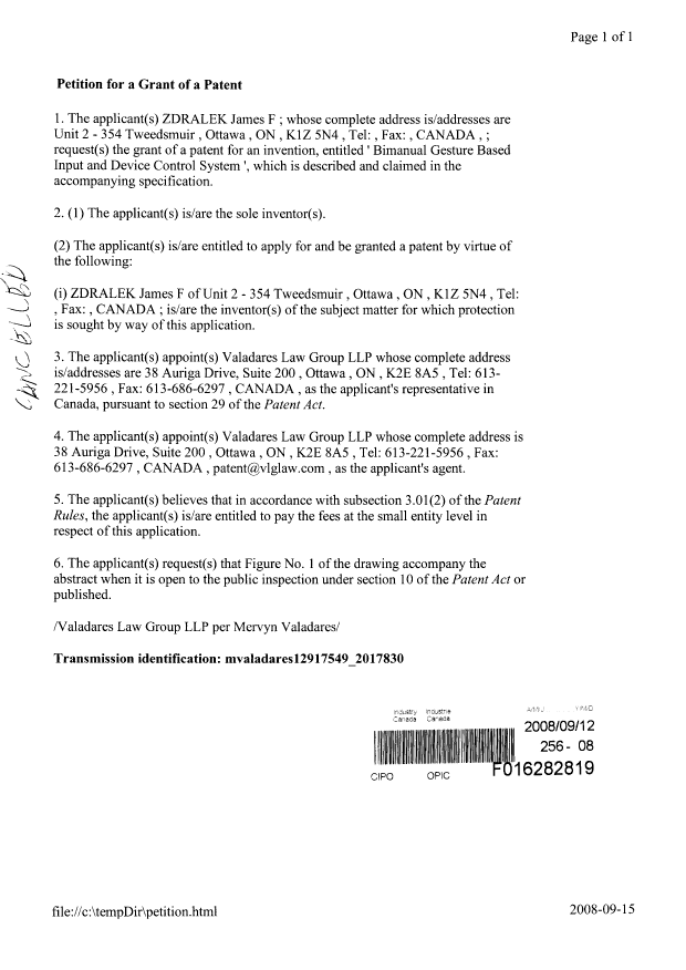 Canadian Patent Document 2639611. Assignment 20080912. Image 6 of 6