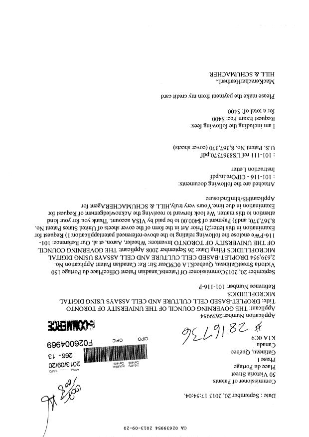 Canadian Patent Document 2639954. Prosecution-Amendment 20130920. Image 1 of 3