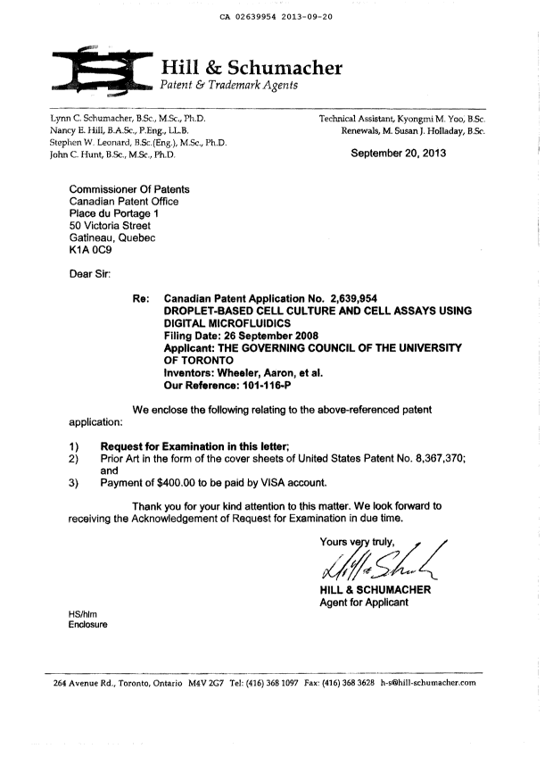 Document de brevet canadien 2639954. Poursuite-Amendment 20130920. Image 3 de 3