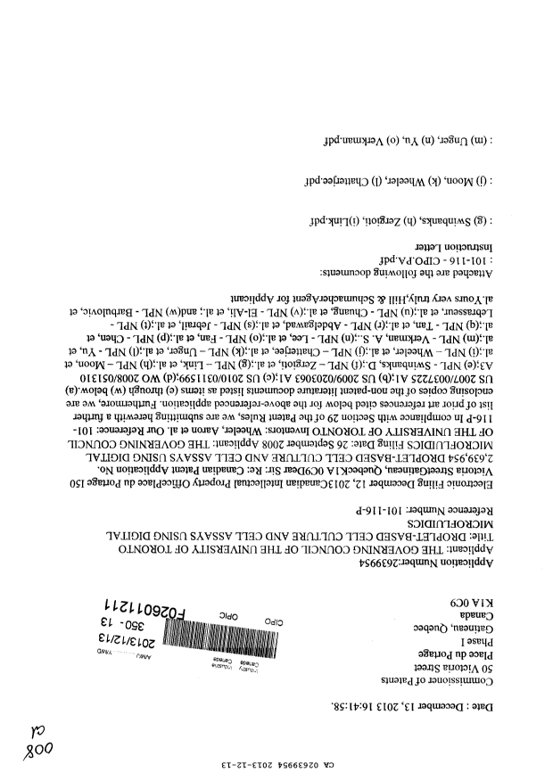 Canadian Patent Document 2639954. Prosecution-Amendment 20131213. Image 1 of 4