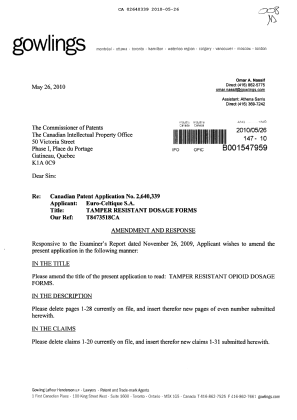 Canadian Patent Document 2640339. Prosecution-Amendment 20100526. Image 1 of 68