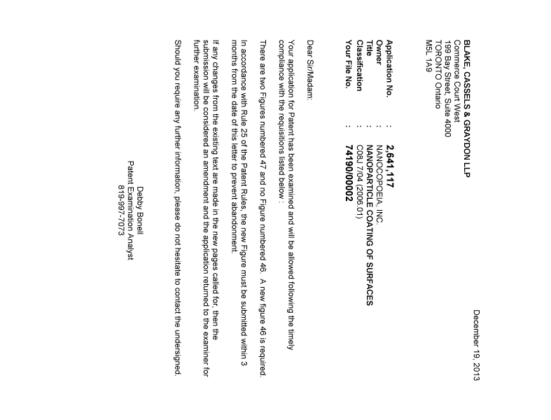 Canadian Patent Document 2641117. Correspondence 20131219. Image 1 of 1