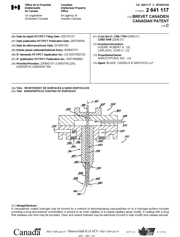 Document de brevet canadien 2641117. Page couverture 20171213. Image 1 de 1