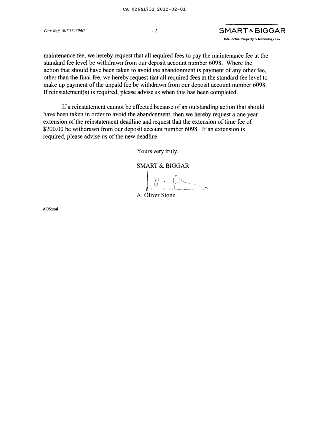 Document de brevet canadien 2641731. Poursuite-Amendment 20120201. Image 2 de 2