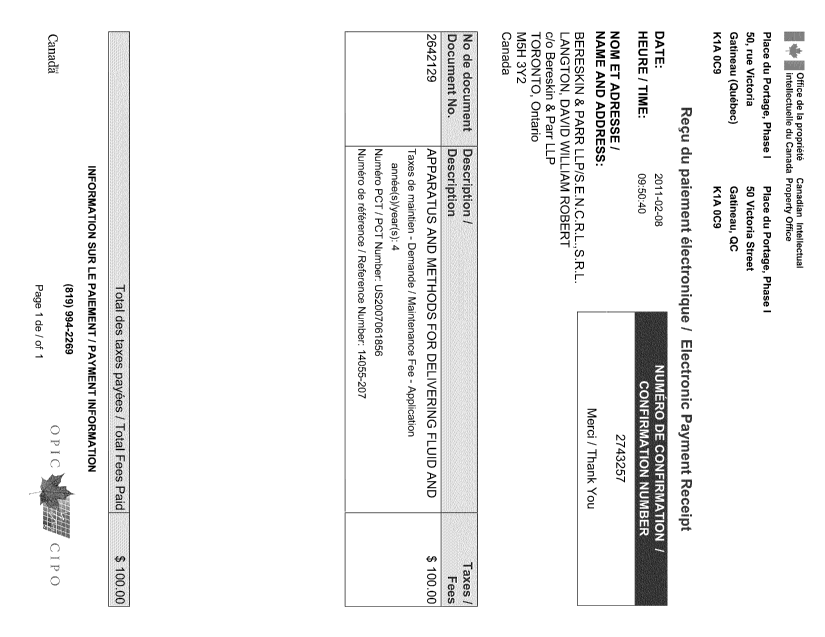Document de brevet canadien 2642129. Taxes 20110208. Image 1 de 1