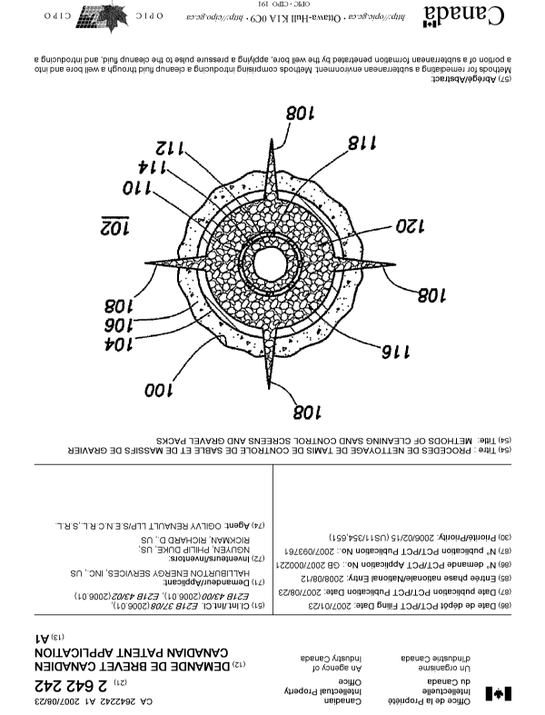 Document de brevet canadien 2642242. Page couverture 20071202. Image 1 de 2