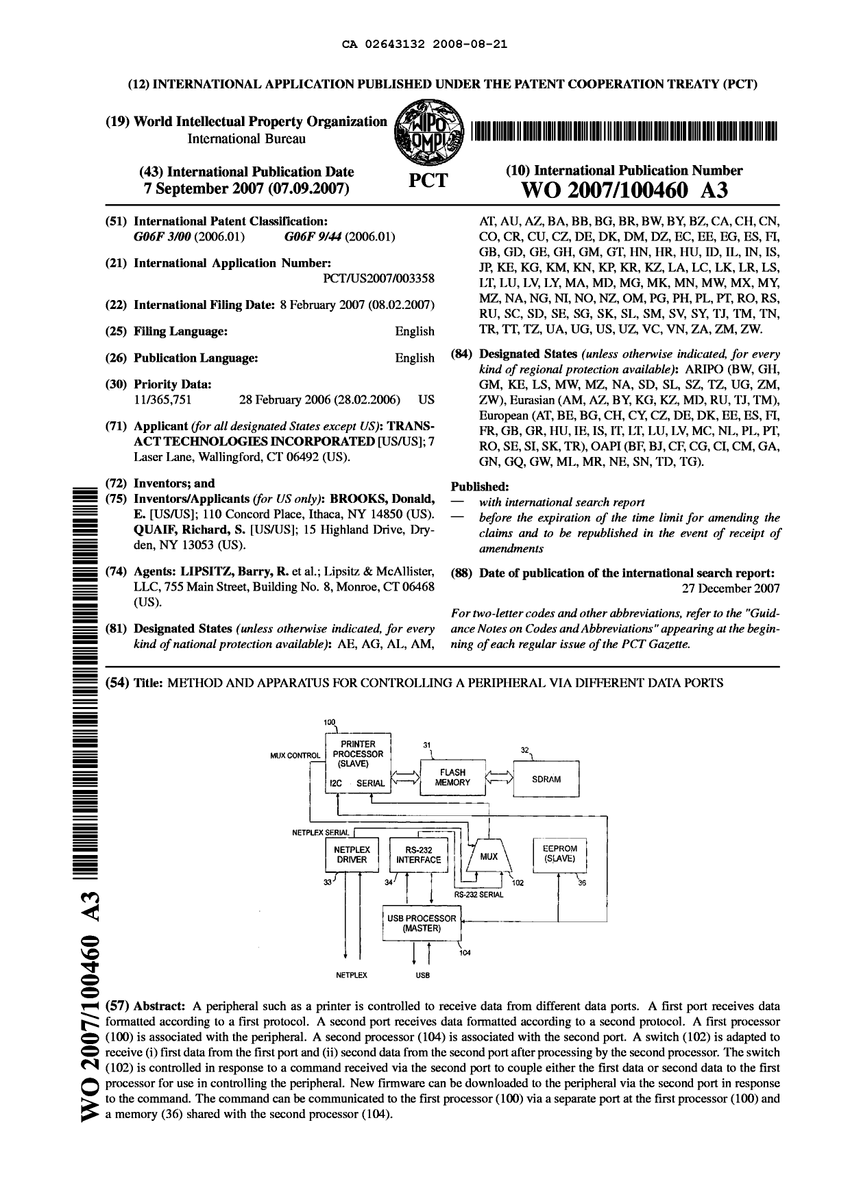 Document de brevet canadien 2643132. Abrégé 20080821. Image 1 de 1