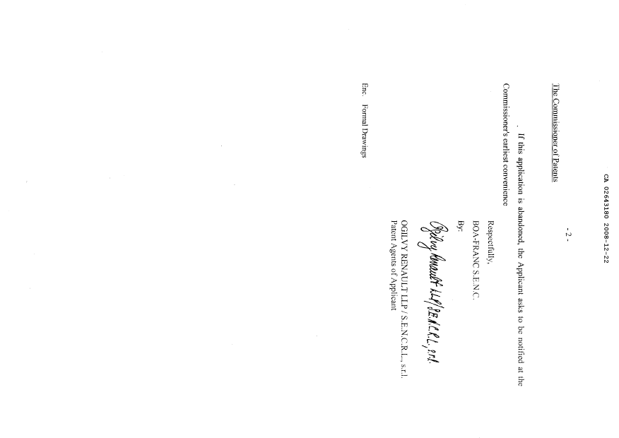 Canadian Patent Document 2643180. Prosecution-Amendment 20081222. Image 2 of 4