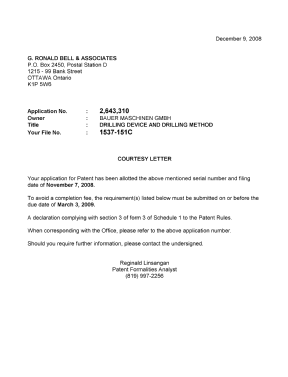 Document de brevet canadien 2643310. Correspondance 20081204. Image 1 de 1
