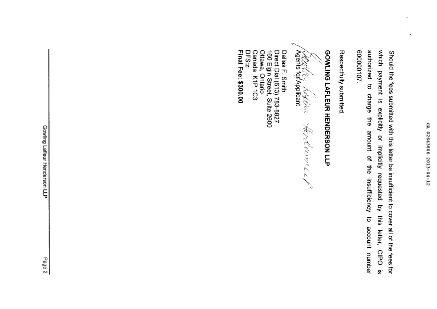 Canadian Patent Document 2643806. Correspondence 20130412. Image 2 of 2