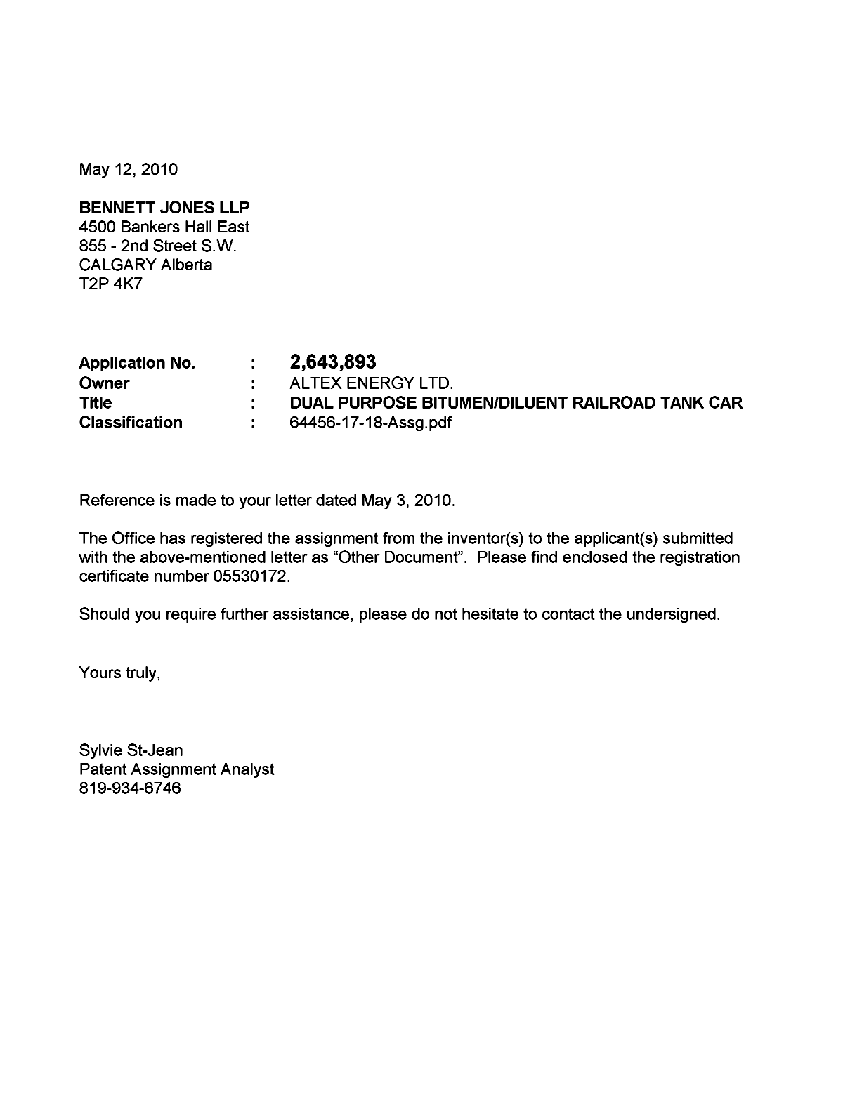 Canadian Patent Document 2643893. Correspondence 20091212. Image 1 of 1