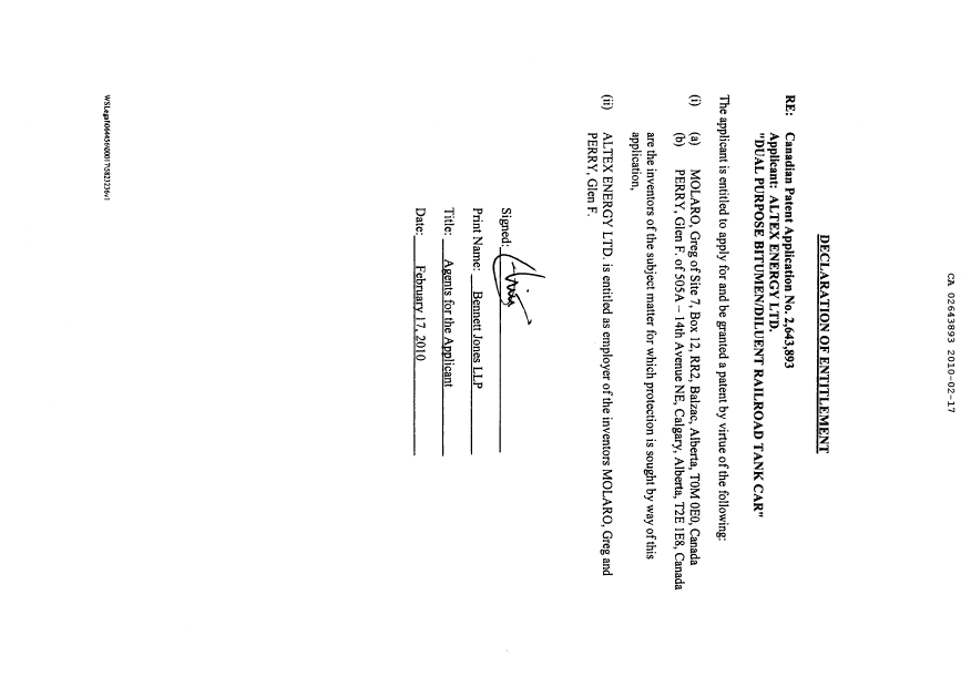 Document de brevet canadien 2643893. Poursuite-Amendment 20091217. Image 2 de 2