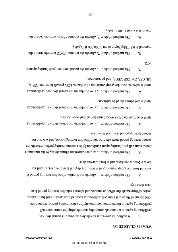 Document de brevet canadien 2644116. Revendications 20080828. Image 1 de 8
