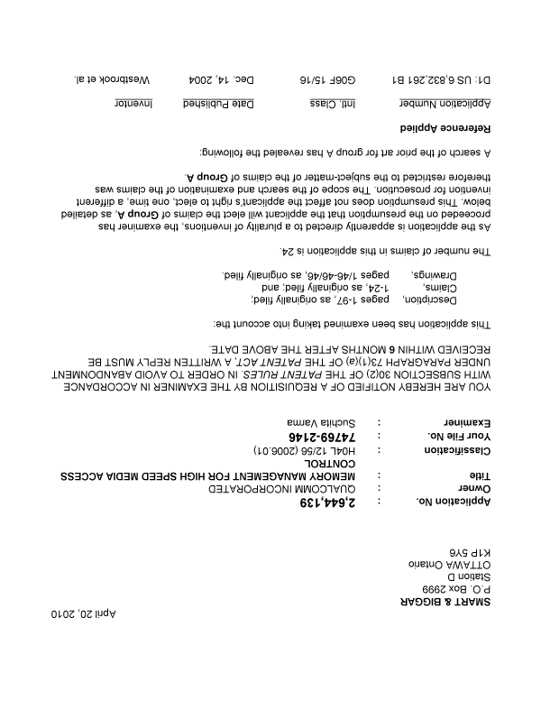 Canadian Patent Document 2644139. Prosecution-Amendment 20100420. Image 1 of 4