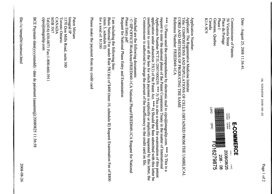 Document de brevet canadien 2644508. Cession 20080825. Image 1 de 5