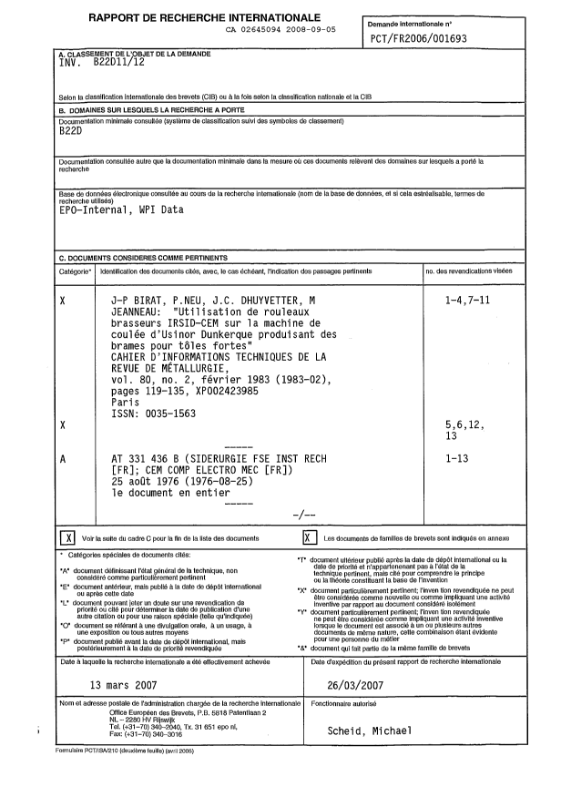 Canadian Patent Document 2645094. PCT 20080905. Image 1 of 5