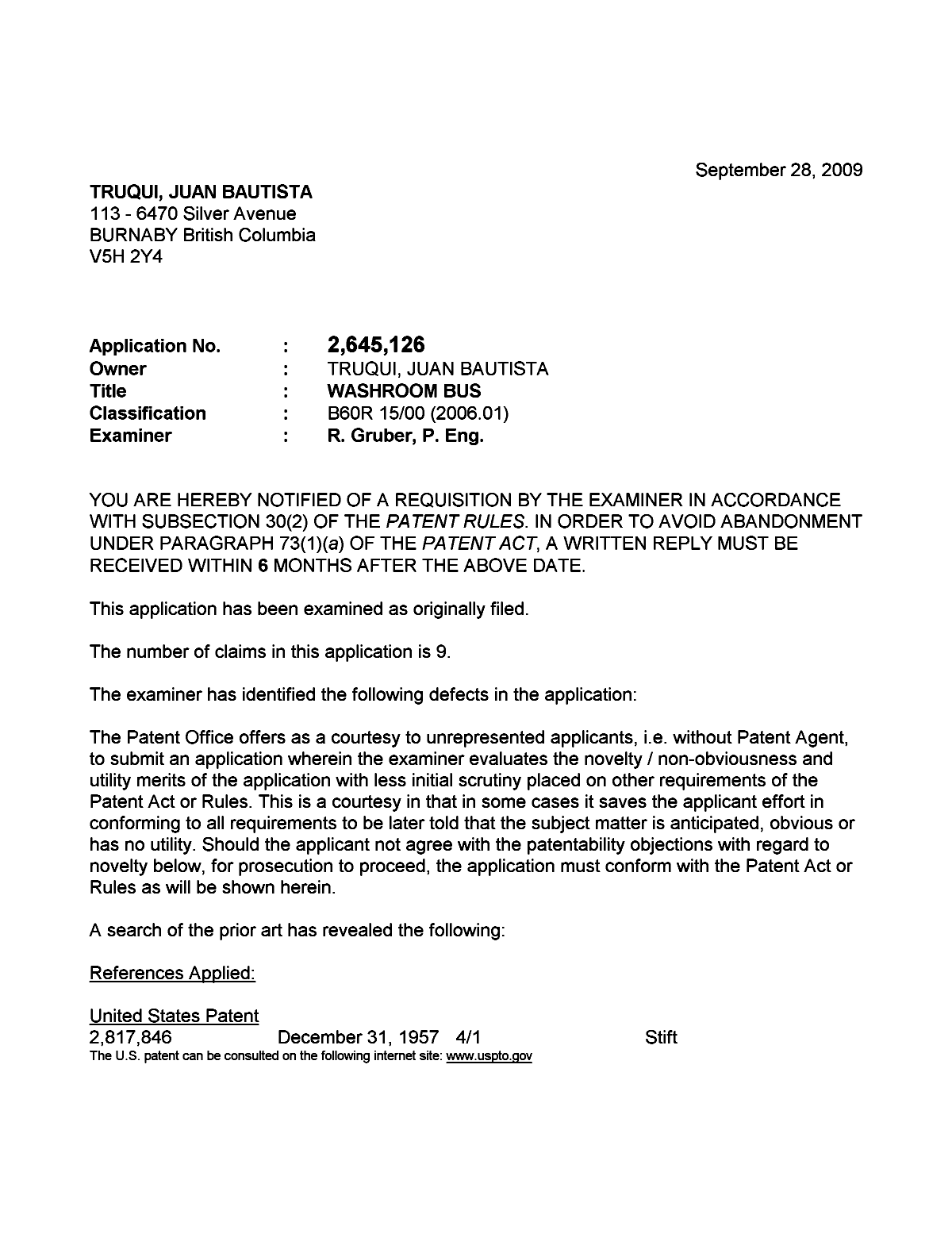 Document de brevet canadien 2645126. Poursuite-Amendment 20090928. Image 1 de 6