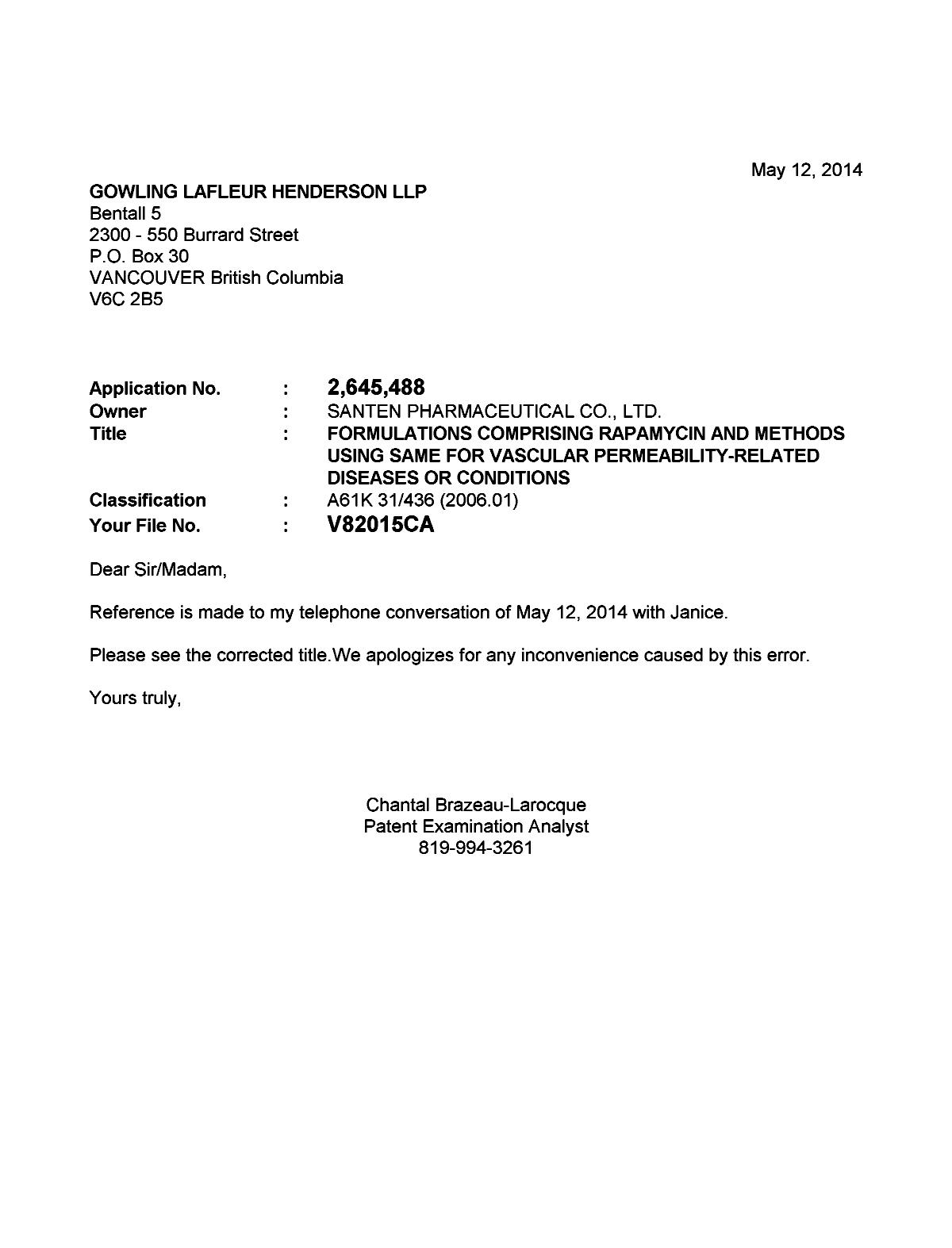 Canadian Patent Document 2645488. Correspondence 20140512. Image 1 of 1