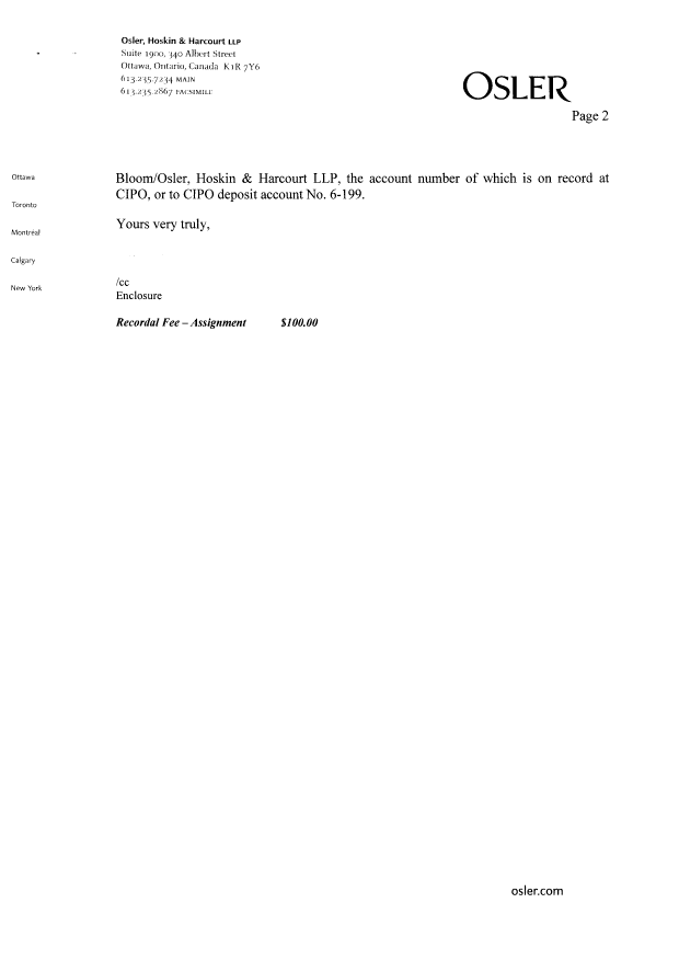 Document de brevet canadien 2645896. Cession 20081215. Image 2 de 3