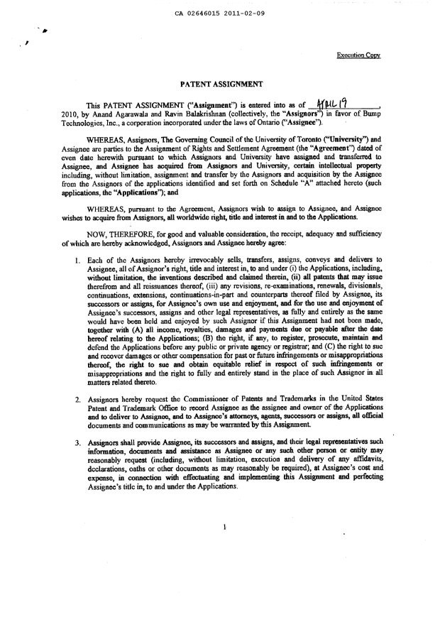 Canadian Patent Document 2646015. Assignment 20110209. Image 3 of 12