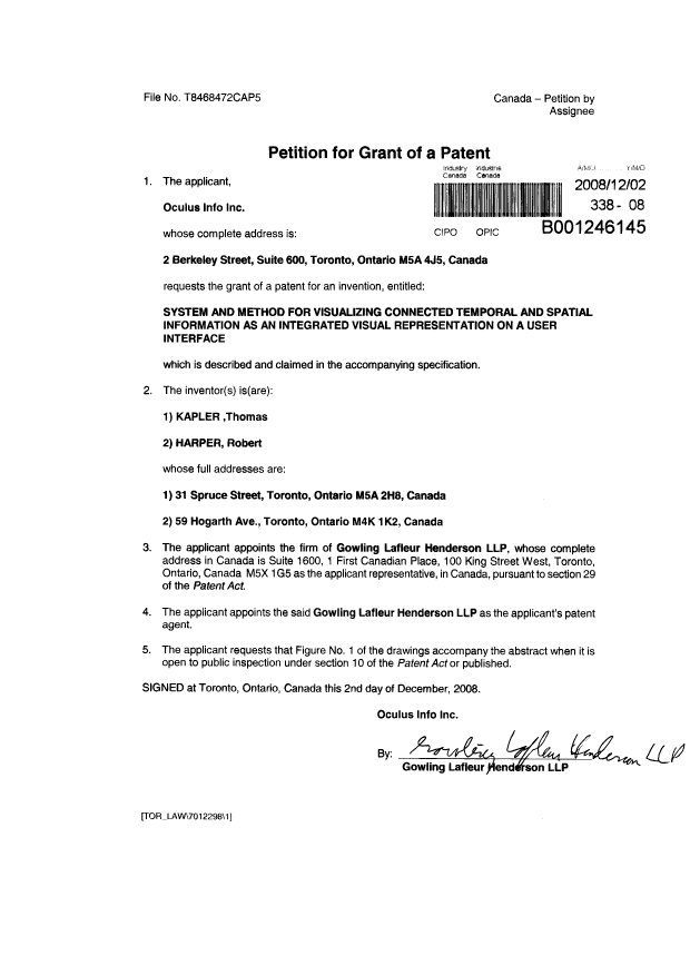 Document de brevet canadien 2646117. Cession 20081202. Image 3 de 3