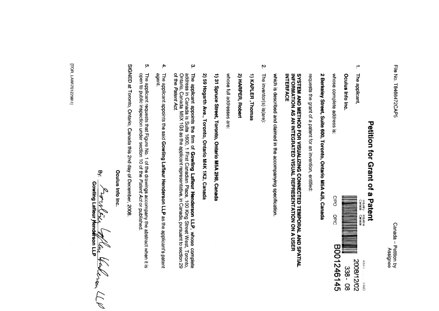 Canadian Patent Document 2646117. Assignment 20081202. Image 3 of 3