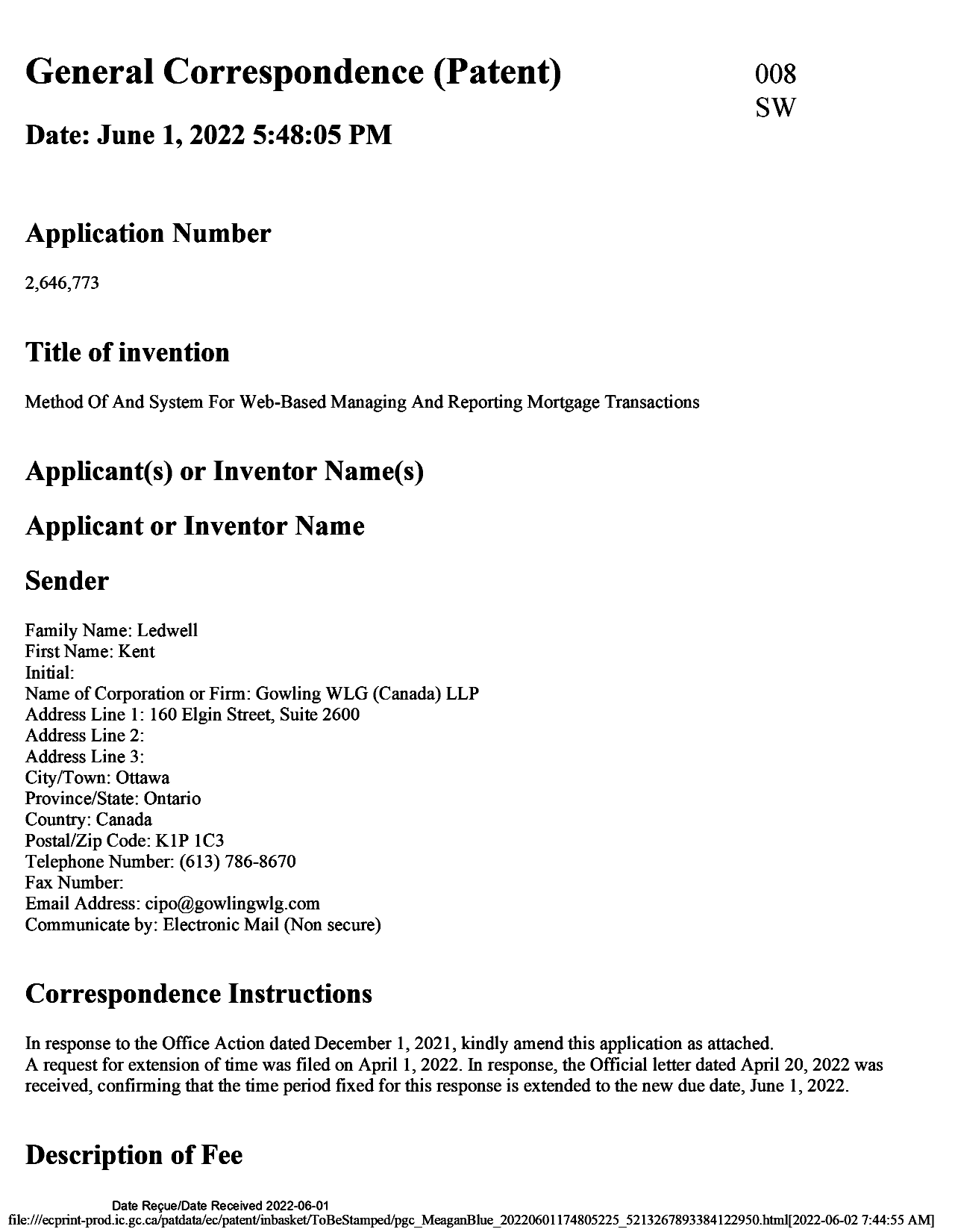 Document de brevet canadien 2646773. Modification 20220601. Image 1 de 27