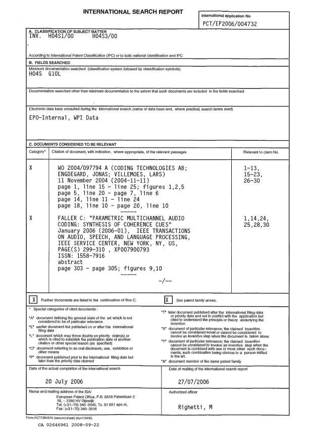 Canadian Patent Document 2646961. PCT 20080922. Image 1 of 3
