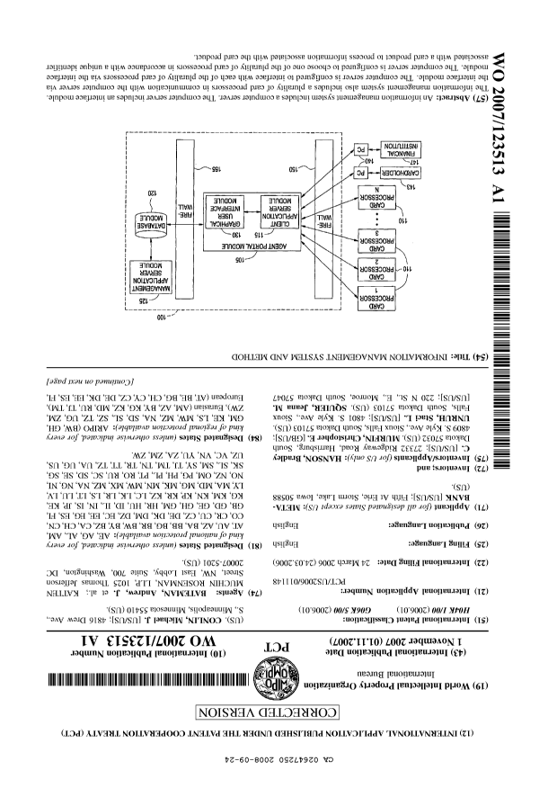 Canadian Patent Document 2647250. Abstract 20080924. Image 1 of 2