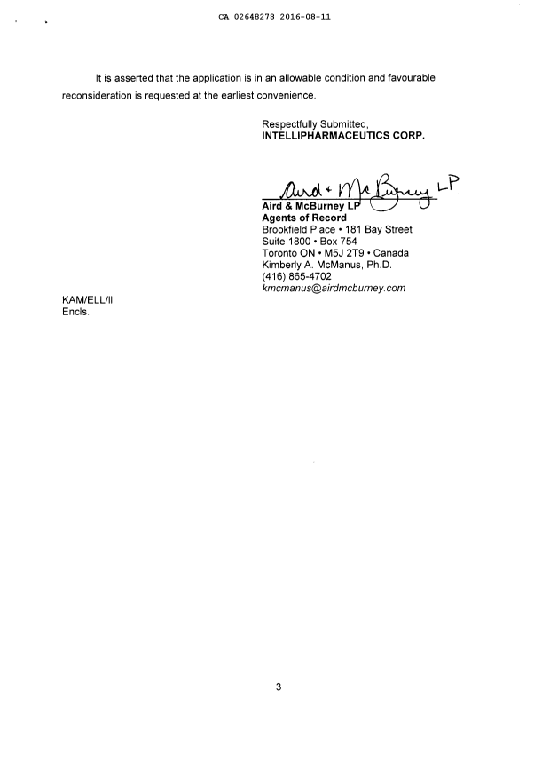 Document de brevet canadien 2648278. Modification 20160811. Image 3 de 3