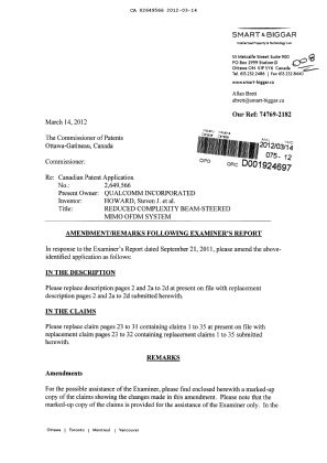 Document de brevet canadien 2649566. Poursuite-Amendment 20120314. Image 1 de 30